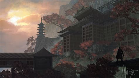 Senpou Temple Mt. Kongo by Ipan Hf | Fantasy landscape, Scenery, Samurai art