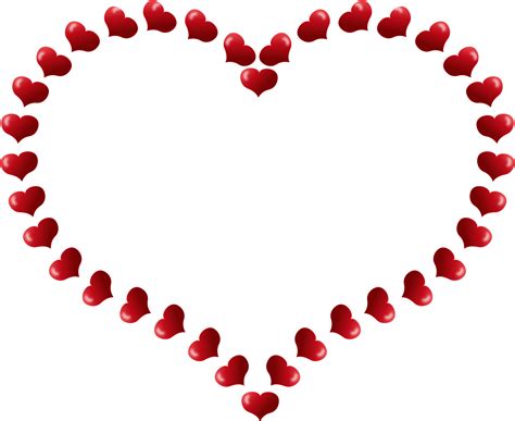 Clipart - Red Heart Shaped Border with Little Hearts