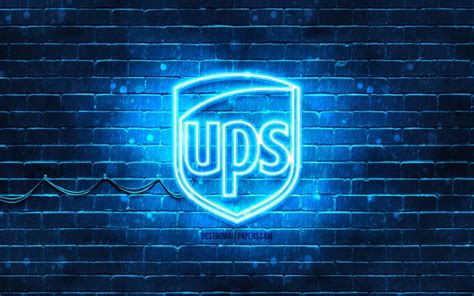 Download wallpapers UPS blue logo, 4k, blue brickwall, UPS logo, brands ...