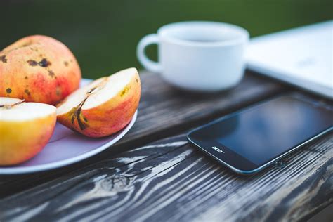 Free Images : smartphone, mobile, work, screen, working, coffee, technology, fruit, meal, food ...