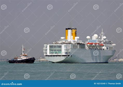 Luxury Ocean Cruise Ship Liner and Barge Stock Photo - Image of luxury, float: 16215540