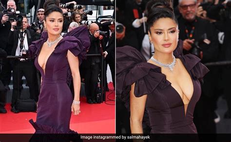 Cannes 2023: Salma Hayek Enters The Red Carpet In An Aubergine Gown But Never Leaves Our Mind