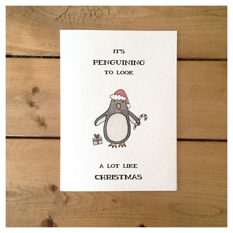 Penguin Christmas Card // christmas card holiday card cute | Etsy