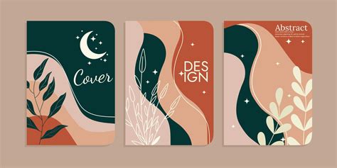 set of book cover designs with hand drawn floral decorations. aesthetic ...