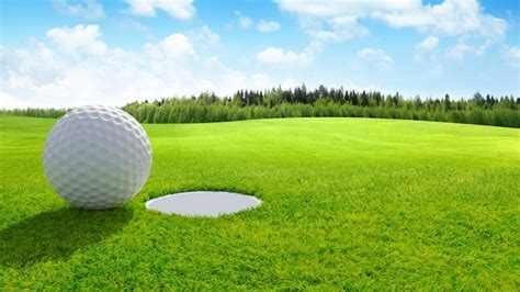 Premium Photo | 3d render Close up of golf ball on green in golf course ...