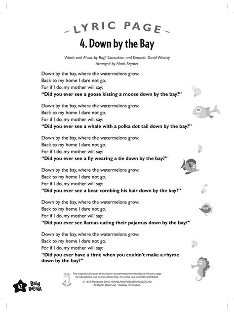 Printable Lyrics To Down By The Bay - Printable Word Searches