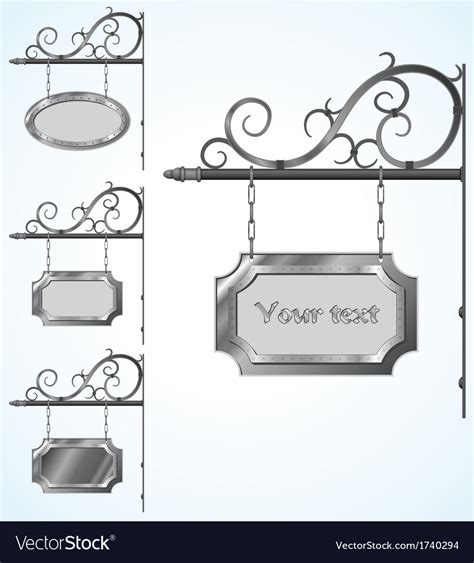 Wrought iron signs for old-fashioned design Vector Image