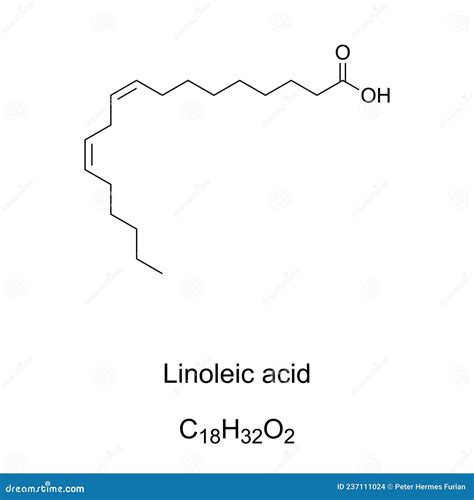 Linoleic Acid, LA Molecule. Omega-6, Polyunsaturated Fatty Acid. Structural Chemical Formula And ...