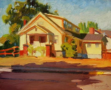 in plein air: "Yellow House on Race Street" plein air, urban, oil painting by Robin Weiss