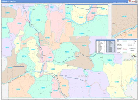 Broome County, NY Wall Map Color Cast Style by MarketMAPS - MapSales