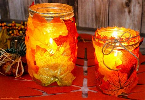 How to Make Fall Leaf Candle Mason Jar Crafts - Natural Beach Living