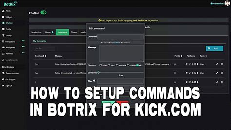 How to setup Command in Botrix for Kick.com - YouTube