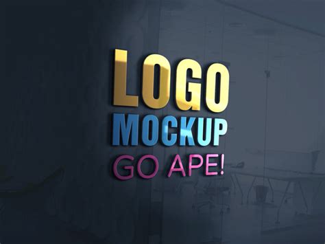3D Glass Window Logo MockUp | Free Mockups, Best Free PSD Mockups - ApeMockups