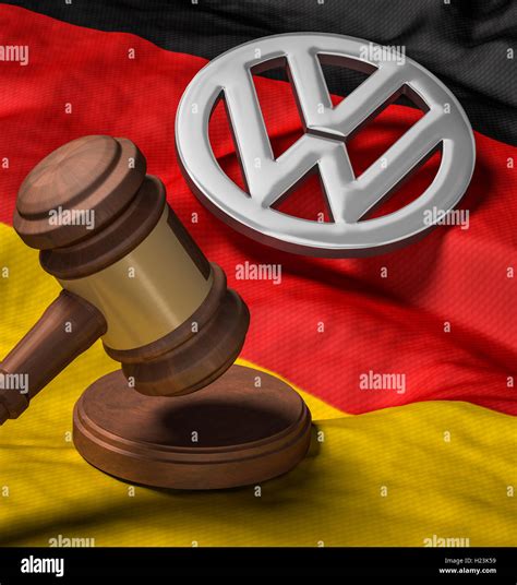 Gavel on German flag, VW logo, emissions scandal Stock Photo - Alamy