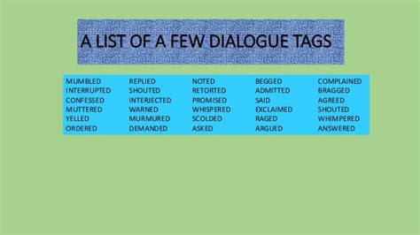 Understanding dialogue and dialogue tags