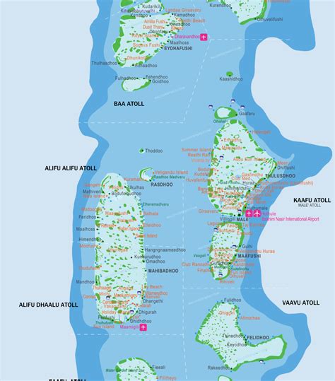 Maldives Map With Resorts, Airports and Local Islands 2024