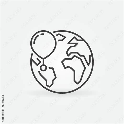 Earth and Radiosonde vector Weather Balloon concept linear icon Stock ...