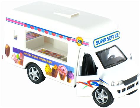 5" Kinsfun Softy Ice Cream Truck Diecast Model Toy with pull back action - Walmart.com