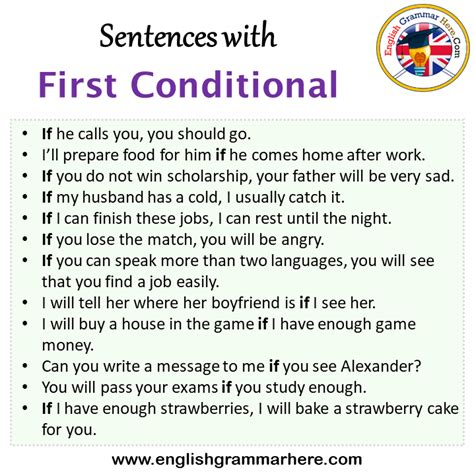 Sentences with First Conditional, First Conditional in a Sentence in English, Sentences For ...