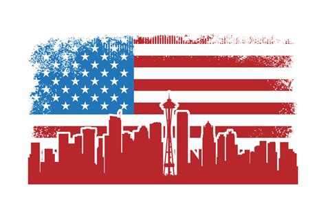 Seattle Washington Grunge American Flag Graphic by SunandMoon ...