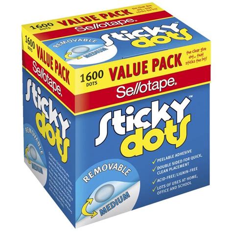 Sellotape Sticky Dots Removable 10mm 1600 Pack | Officeworks