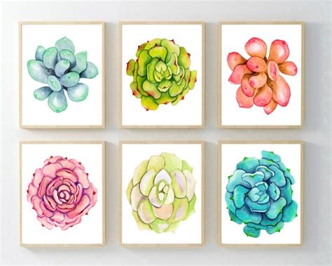 Succulent Wall Art Succulent Wall Art Print or Canvas Set of | Etsy