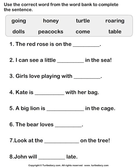 Use Words to Complete the Sentences | WORKSHEETS | Pinterest ...