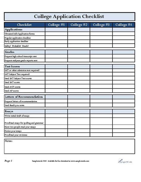 Download the PDF College Application Checklist to keep track of each task that needs completed ...