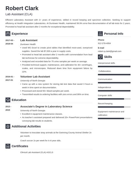 Lab Assistant Resume Sample [with Laboratory Skills]