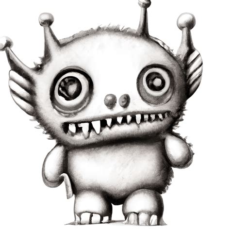 Happy Cute Baby Monster with Dreamy Eyes · Creative Fabrica