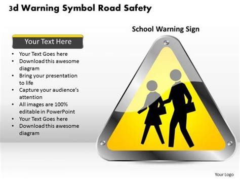 Business Diagram 3d Warning Symbol Road Safety Presentation Template ...