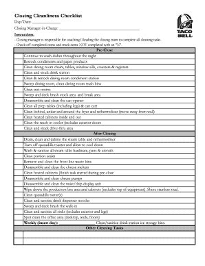 Closing Checklist Template - Fill Online, Printable, Fillable, Blank | pdfFiller