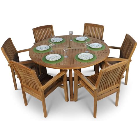 Round Teak Garden Table and 6 Chairs - Homegenies