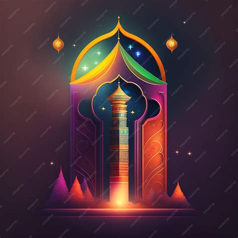 Premium AI Image | A colorful illustration of a lighthouse with a dark ...