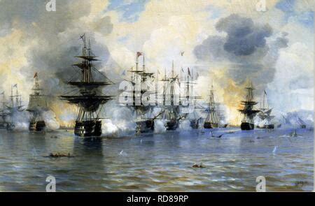 The Naval Battle of Navarino (1827). Painting by Ambroise Louis Garneray Stock Photo - Alamy