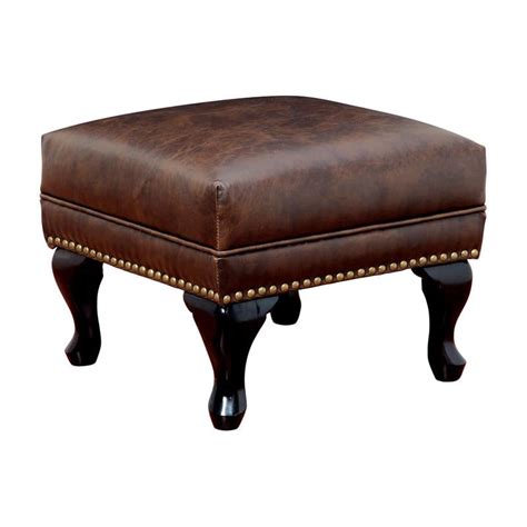 Furniture of America Ardell Faux Leather Cocktail Ottoman in Rustic Brown - Walmart.com ...