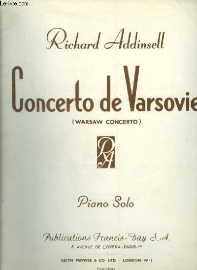 CONCERTO DE VARSOVIE / WARSAW CONCERTO - PIANO SOLO. by ADDINSELL RICHARD: (1945) Sheet Music ...