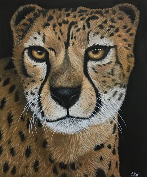 Cheetah portrait with acrylic painting | Etsy