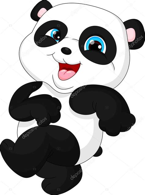 Bonito engraçado bebê panda desenhos animados — Vetor de Stock ...