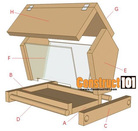 Build a Bird Feeder - PDF Download - Construct101 | Casas de pássaros rústicas, Casas de ...