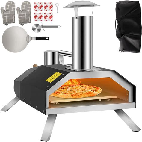 VEVOR Wood Burning Pizza Oven 12 in. Stainless Steel Portable Outdoor ...