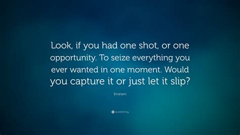 Eminem Quote: “Look, if you had one shot, or one opportunity. To seize ...