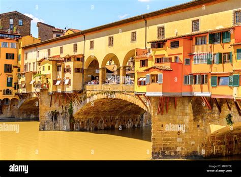 Ponte Vecchio (Old Bridge), a Medieval stone closed-spandrel segmental ...