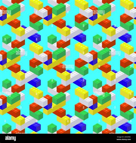 Isometric seamless pattern from colored plastic blocks. Vector illustration Stock Vector Image ...