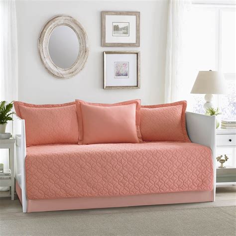 Laura Ashley Solid Coral (Pink) Daybed Set (Daybed) | Daybed sets, Daybed cover sets, Daybed covers