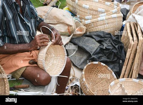 man making bamboo handicraft Stock Photo - Alamy