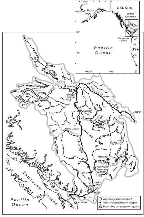 The Fraser River watershed showing selected place names and the... | Download Scientific Diagram