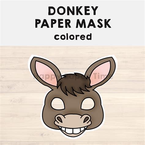 Donkey Paper Mask Printable Farm Nativity Animal Craft Activity Costume ...