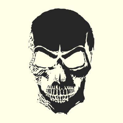 Vector human skull drawing, human skull front view illustration. posters for the wall • posters ...