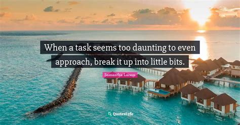 When a task seems too daunting to even approach, break it up into litt... Quote by Samantha ...